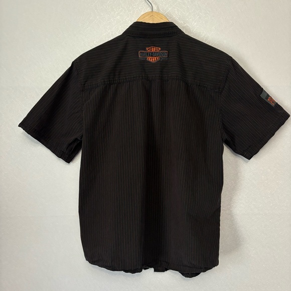 Harley-Davidson Pre-Luxe Black & Orange Pinstripe Button Up Shirt Men's Size M - Picture 2 of 10